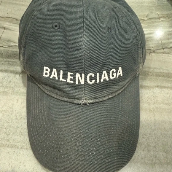 Balenciaga Dark Blue Gray Distressed Cap EUC - Picture 9 of 12